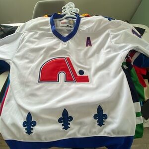 CCM White Jersey with Blue and Red Accents
